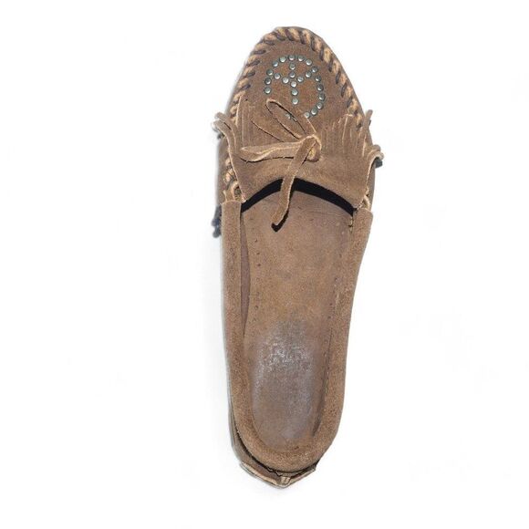 Minnetonka "Peace" Suede Slip-on Moccasins Brown Women's 7 - Picture 9 of 11
